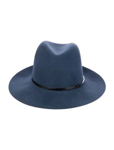 Pre-owned Janessa Leone Wool Fedora In Blue