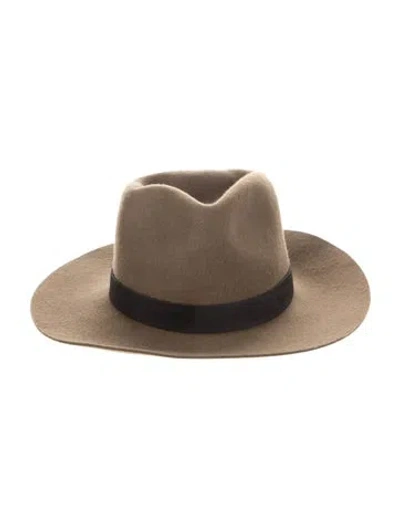 Pre-owned Janessa Leone Wool Fedora In Brown