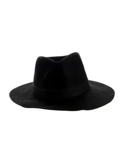 Pre-owned Janessa Leone Wool Fedora Hat In Black