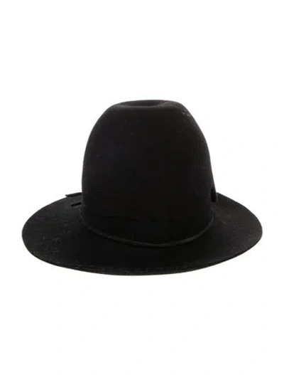 Pre-owned Janessa Leone Wool Fedora Hat In Black