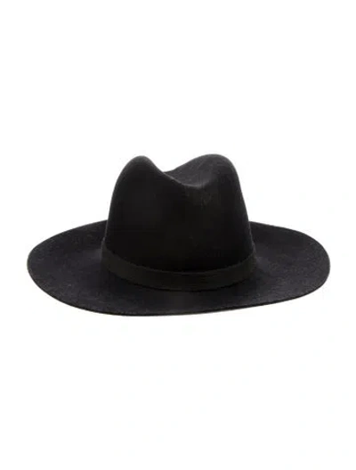 Pre-owned Janessa Leone Wool Fedora Hat In Black