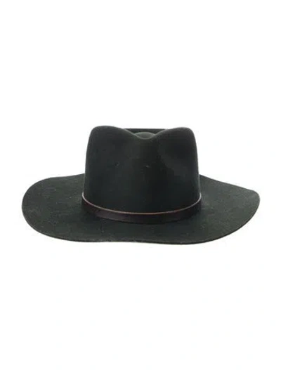Pre-owned Janessa Leone Wool Fedora Hat In Black