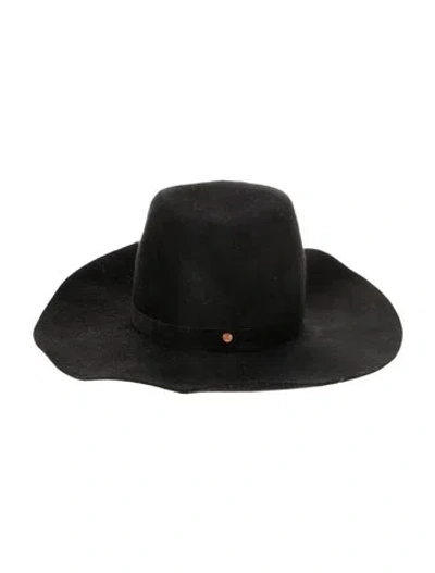 Pre-owned Janessa Leone Wool Fedora Hat In Black