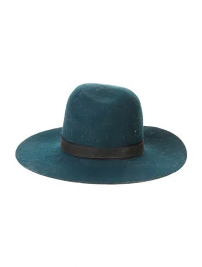 Pre-owned Janessa Leone Wool Fedora Hat In Blue