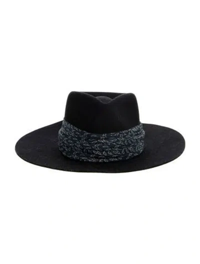 Pre-owned Janessa Leone Wool Fedora Hat In Blue