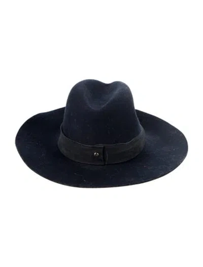 Pre-owned Janessa Leone Wool Fedora Hat In Blue