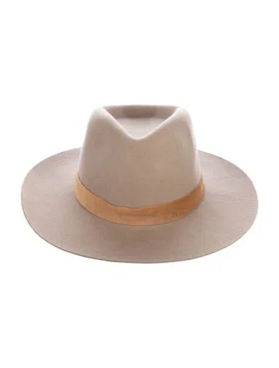 Pre-owned Janessa Leone Wool Fedora Hat In Brown