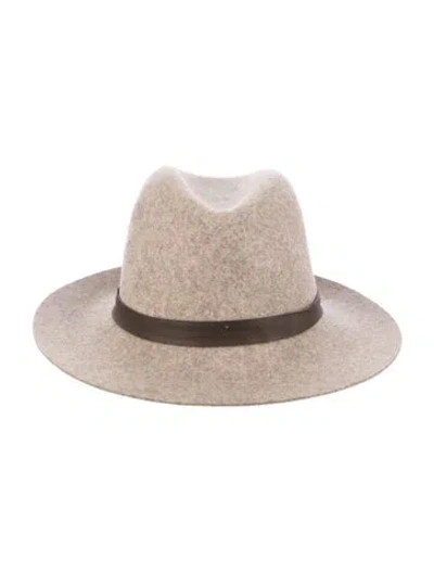 Pre-owned Janessa Leone Wool Fedora Hat In Brown