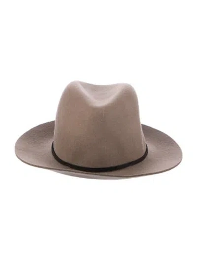 Pre-owned Janessa Leone Wool Fedora Hat In Brown