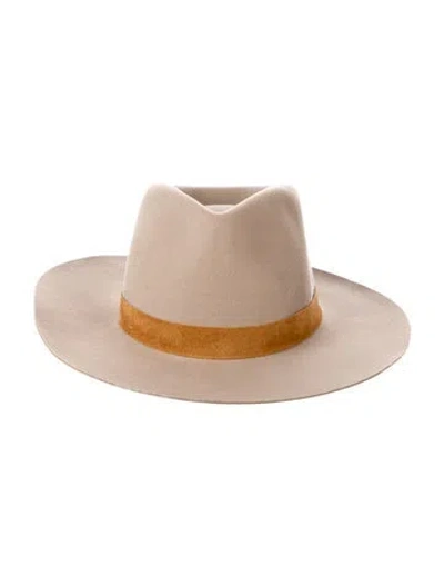 Pre-owned Janessa Leone Wool Fedora Hat In Brown