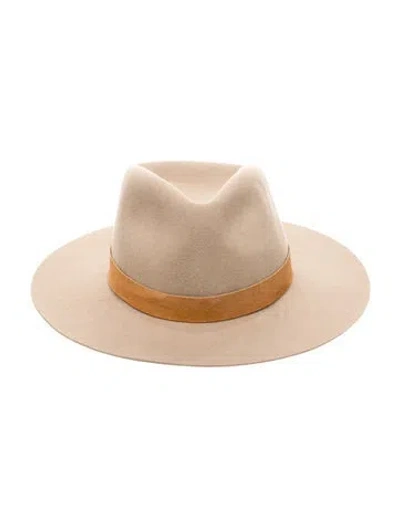 Pre-owned Janessa Leone Wool Fedora Hat In Brown