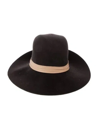 Pre-owned Janessa Leone Wool Fedora Hat In Brown