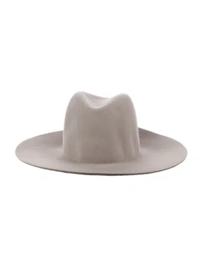 Pre-owned Janessa Leone Wool Fedora Hat In Gray
