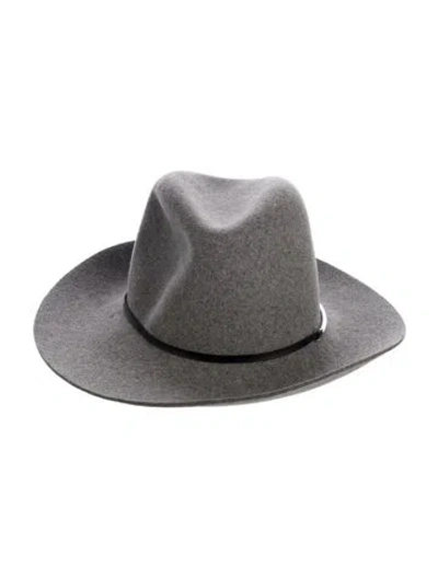 Pre-owned Janessa Leone Wool Fedora Hat In Gray