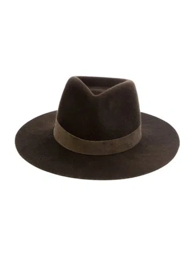 Pre-owned Janessa Leone Wool Fedora Hat In Green