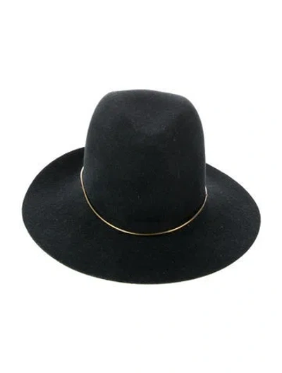 Pre-owned Janessa Leone Wool Fedora Hat In Green