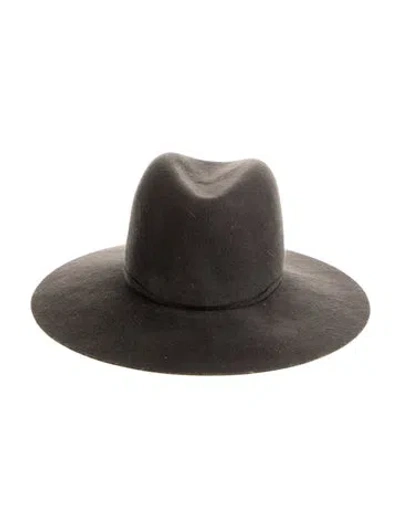 Pre-owned Janessa Leone Wool Fedora Hat In Neutral