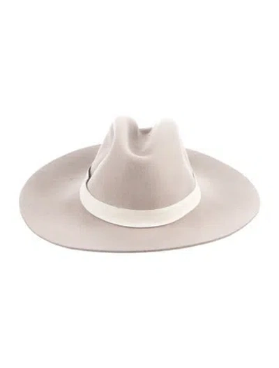 Pre-owned Janessa Leone Wool Fedora Hat In Neutrals
