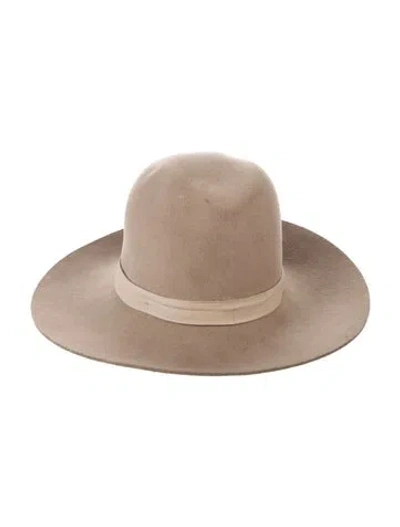 Pre-owned Janessa Leone Wool Fedora Hat In Neutrals