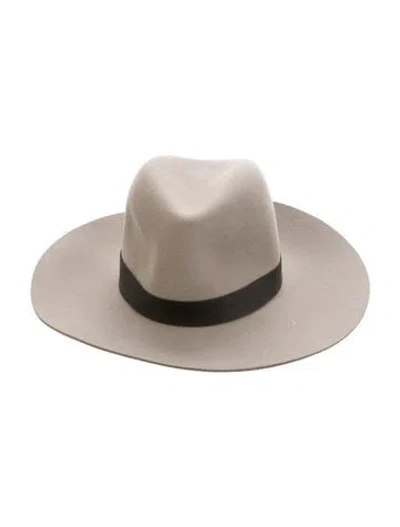 Pre-owned Janessa Leone Wool Fedora Hat In Neutrals