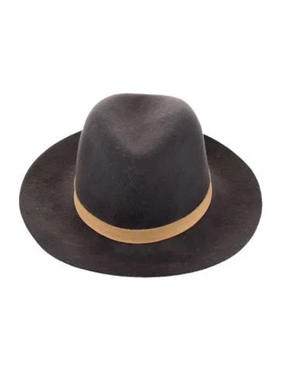 Pre-owned Janessa Leone Wool Fedora Hat In Purple