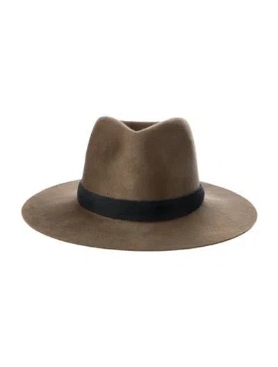 Pre-owned Janessa Leone Wool Fedora Hat W/tags In Brown
