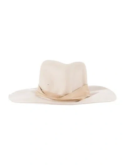 Pre-owned Janessa Leone Wool Fedora In Neutrals