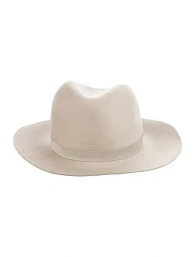Pre-owned Janessa Leone Wool Fedora In Neutrals
