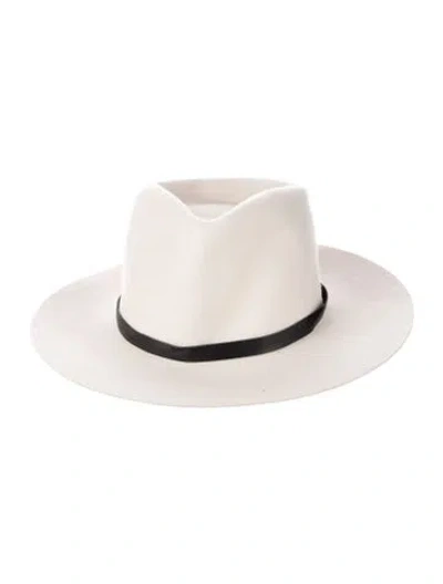 Pre-owned Janessa Leone Wool Fedora W/tags In Black/neutrals