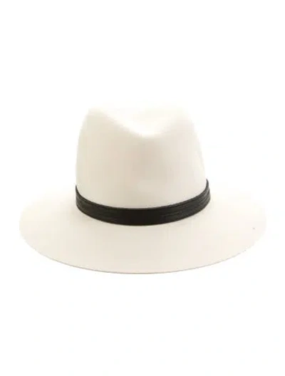 Pre-owned Janessa Leone Wool Fedora W/tags In Neutral