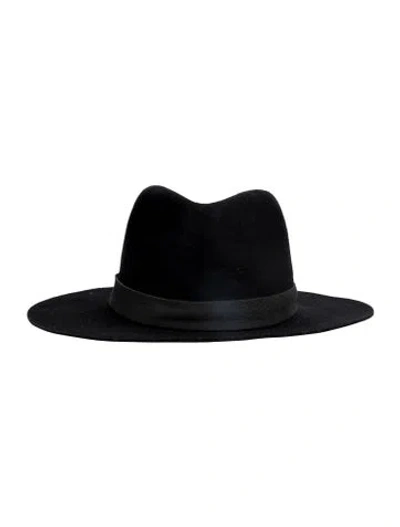 Pre-owned Janessa Leone Wool Felt Fedora Hat In Black