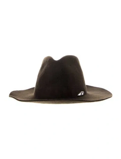 Pre-owned Janessa Leone Wool Felt Wide Brimmed Hat In Brown