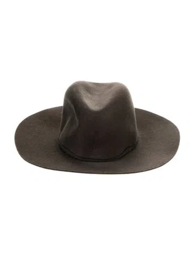 Pre-owned Janessa Leone Wool Gambler Hat In Brown
