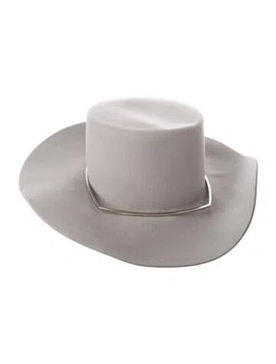Pre-owned Janessa Leone Wool Gambler Hat In Grey