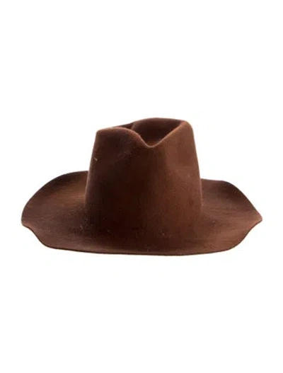 Pre-owned Janessa Leone Wool Hat In Brown
