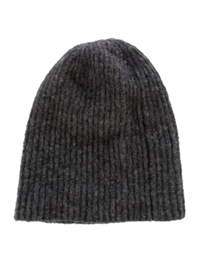 Pre-owned Janessa Leone Wool Knit Beanie In Gray
