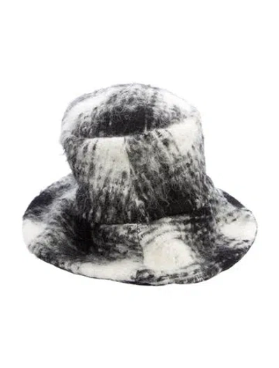 Pre-owned Janessa Leone Wool Knit Bucket Hat In Gray