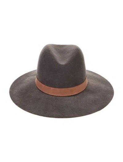 Pre-owned Janessa Leone Wool Panama Hat In Multi