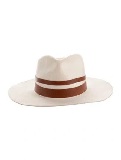 Pre-owned Janessa Leone Wool Panama Hat In Neutral