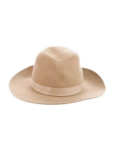 Pre-owned Janessa Leone Wool Sun Hat In Brown