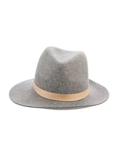 Pre-owned Janessa Leone Wool Wide Brim Hat In Grey