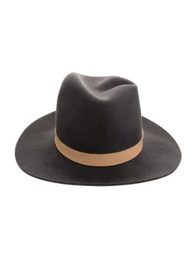 Pre-owned Janessa Leone Wool Wide Brim Hat In Grey