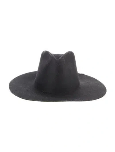 Pre-owned Janessa Leone Wool Wide Brim Winter Felted Hat W/tags In Black