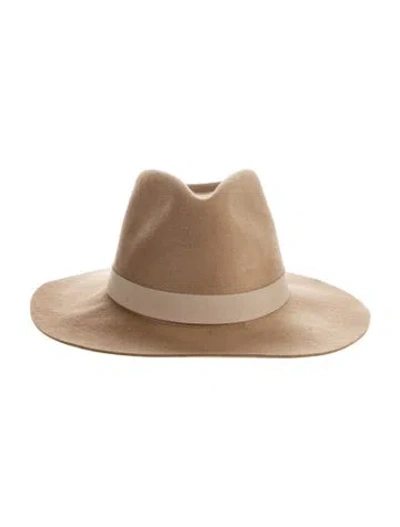 Pre-owned Janessa Leone Wool Wide Brim Winter Hat In Neutral