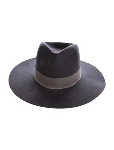 Pre-owned Janessa Leone Wool Wide-brim Fedora In Gray