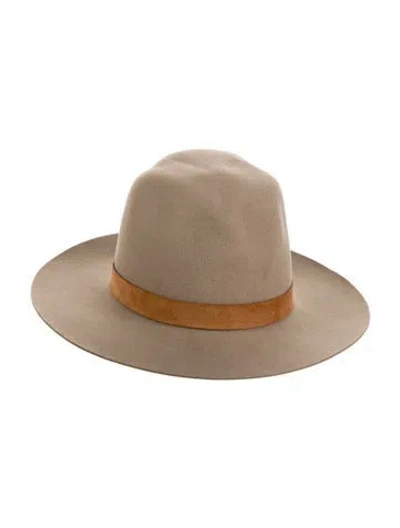 Pre-owned Janessa Leone Wool Wide-brim Fedora In Neutral