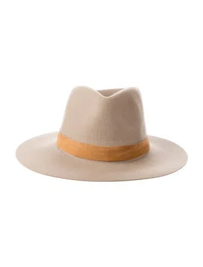 Pre-owned Janessa Leone Wool Wide-brim Hat In Brown