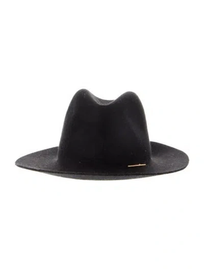 Pre-owned Janessa Leone Wool Wide-brimmed Fedora In Black
