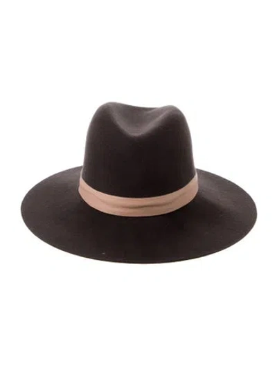 Pre-owned Janessa Leone Wool-blend Fedora Hat In Brown