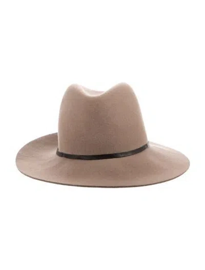 Pre-owned Janessa Leone Wool-blend Hat In Brown